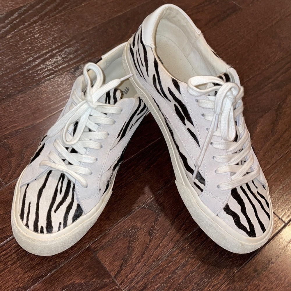 Madewell Sidewalk Low-Top Sneakers in Zebra Calf Hair